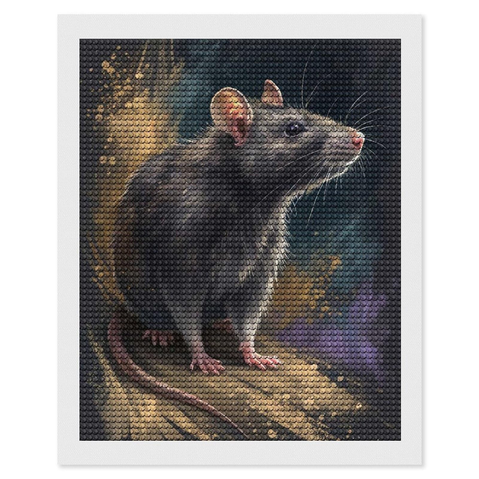 Junmoney Detailed Painting of A Rat Diamond Painting Canvas Set 16"x20", Full Kit Included, Calming Craft to Unwind, Farmhouse Decor, Christmas Gift