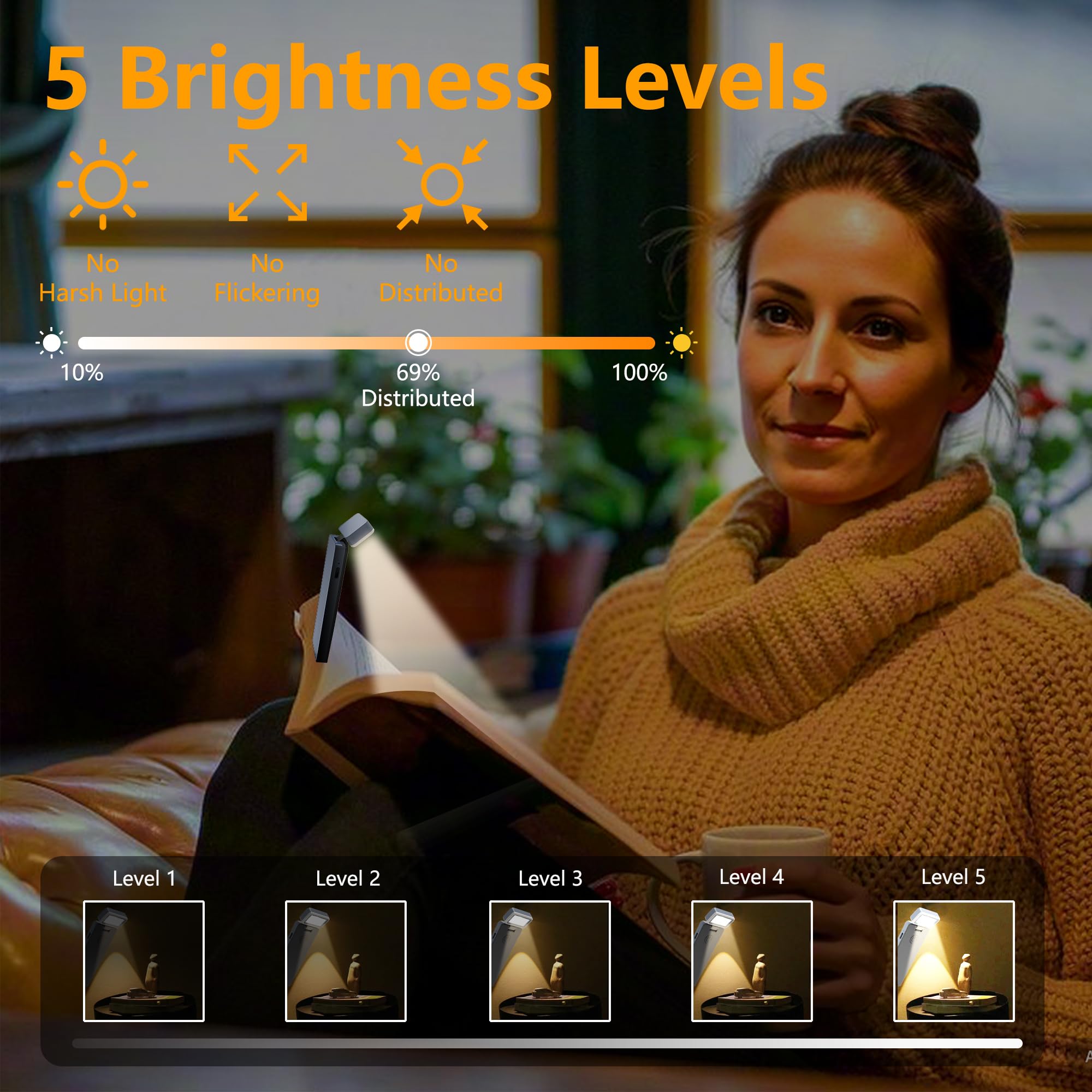 AMFUN Reading Light,Rechargeable Book Readed Lights for Reading in Bed Eye Caring Reads Light Lamp Clip on Books,3 Colors,Long Lasting up to 80 hrs,Portable Mini LED Light - Image 3