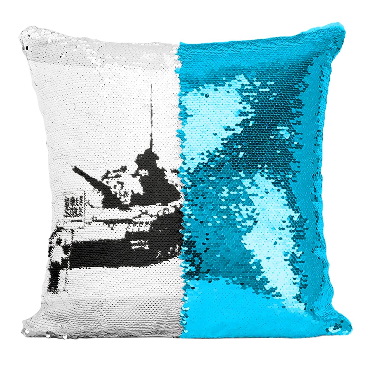 Coussin a paillettes Banksy original à offrir en cadeau pour un amateur de street art