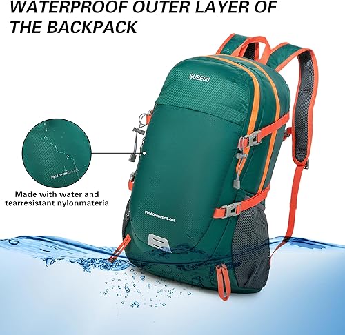 Miniatura 5 de Mochila de senderismo mochila de campamento mochila de senderismo impermeable de 40 litros con cubierta de lluvia mochila de viaje ligera forro