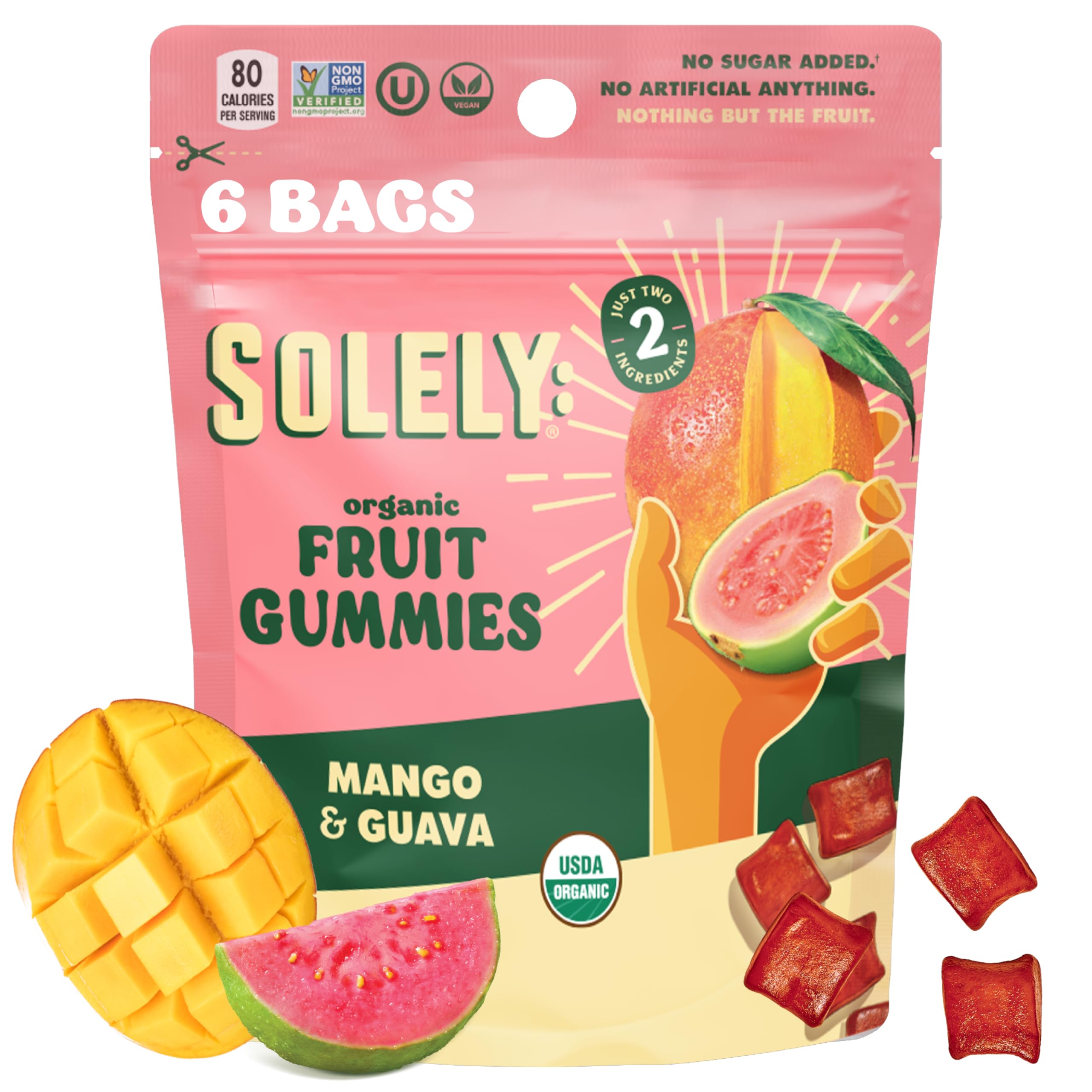 SOLELY - Organic Mango & Guava Whole Fruit Gummies - dried fruits and vegetables | Mubboo