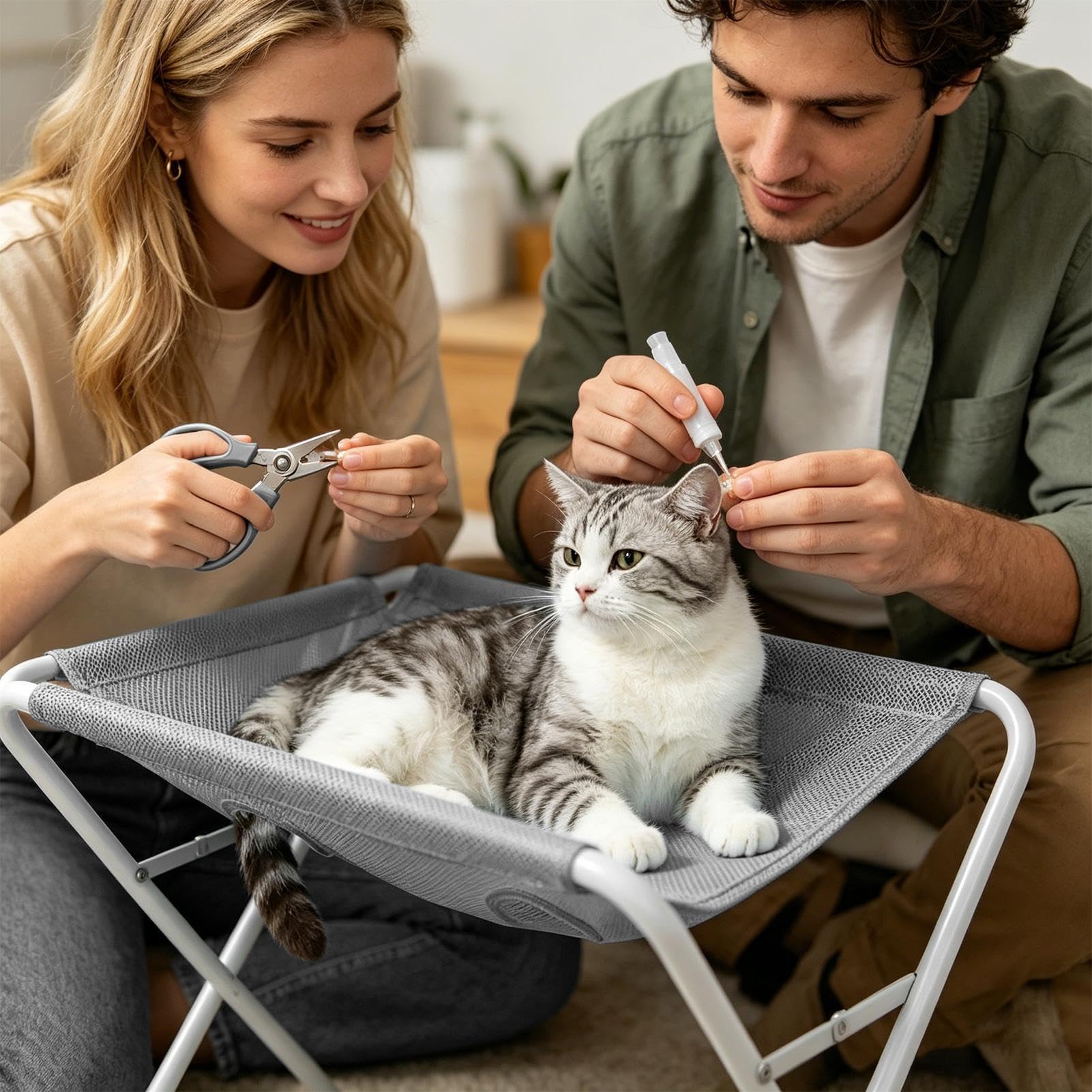 Mesa de aseo para perros en casa – 8 agujeros desmontable resistente a las mordeduras – Mesa de aseo para cachorros | para gato, gatito, cachorro, corte de uñas, limpieza de dientes y baño