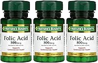 Vista 5 de Nature's Bounty Suplemento de Ácido Fólico, Apoya la Salud Cardiovascular, 800 mcg, 250 Tabletas