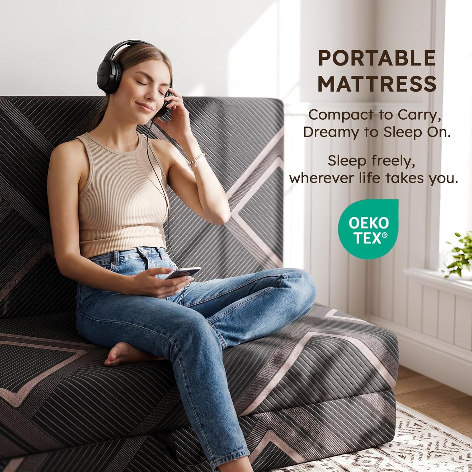 Trifold Mattress Twin Size - 4 Inch Foldable Memory Foam Mattress, Washable Cover and Non-Slip Design, Portable Folding Floor Guest Bed Camping RV Travel Pad, Easy to Store, 75" x 38" x 4"