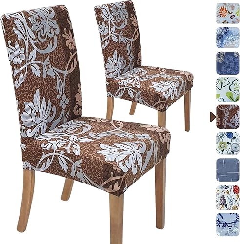 Miniatura 36 de SPRINGRICO Fundas para sillas de comedor, paquete de 6, fundas elásticas para sillas de comedor, de elastano, lavables, fundas para sillas Parsons