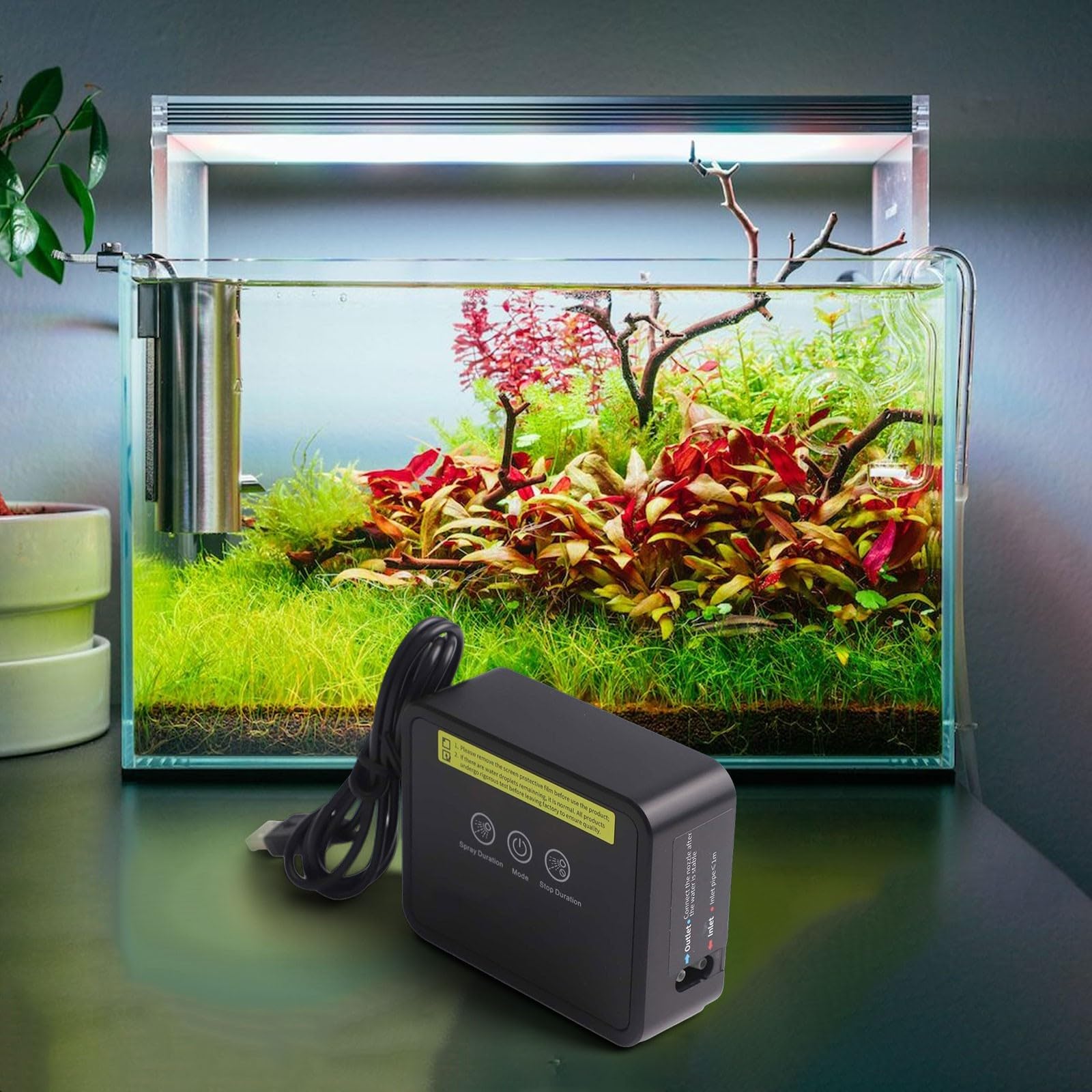 Humidificador inteligente de reptiles con nebulización automática para sistema con temporizador para terrarios, vivero, paludario, 2 boquillas