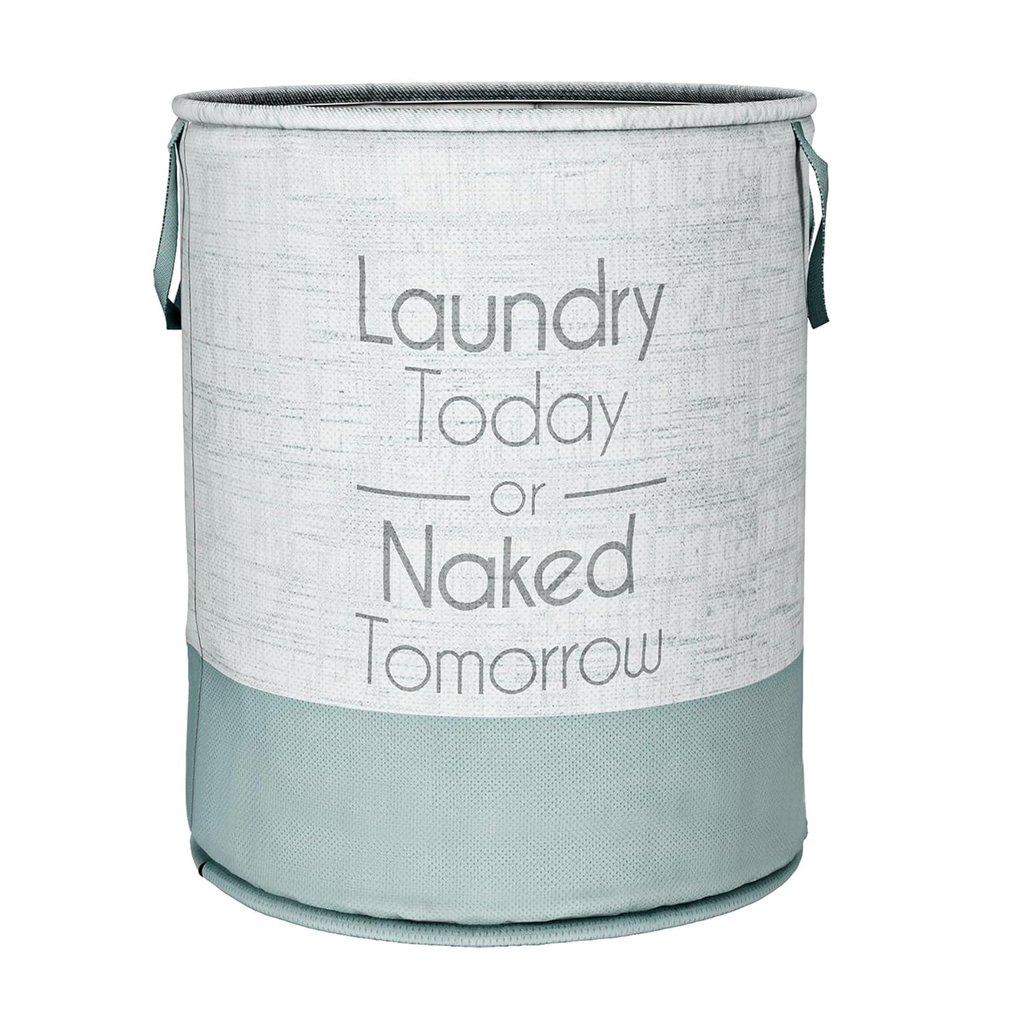 Kuber Industries Foldable Laundry Basket for Clothes | Non-Woven Round Laundry Basket | Washing Clothes Storage Basket | Toy Storage Organizer | 45 LTR | Jute-Print | Grey, 36L x 36W x 47H CM