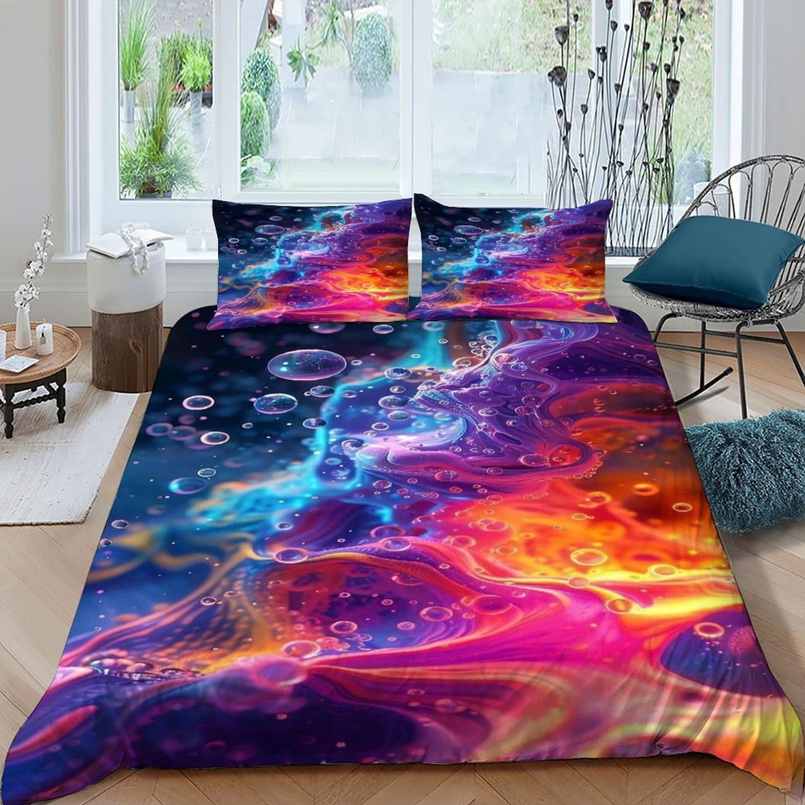 Housse de couette space theme zippée 220x240cm Farben anti-plis