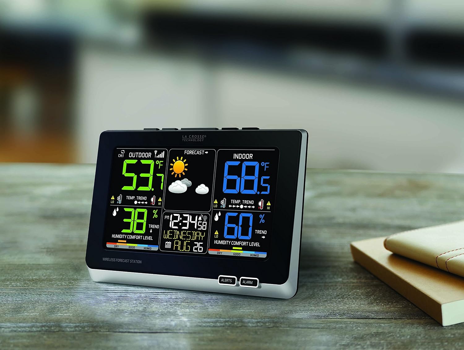 La Crosse Technology C87214 Multi-Color LED Wireless Forecast Station, Black