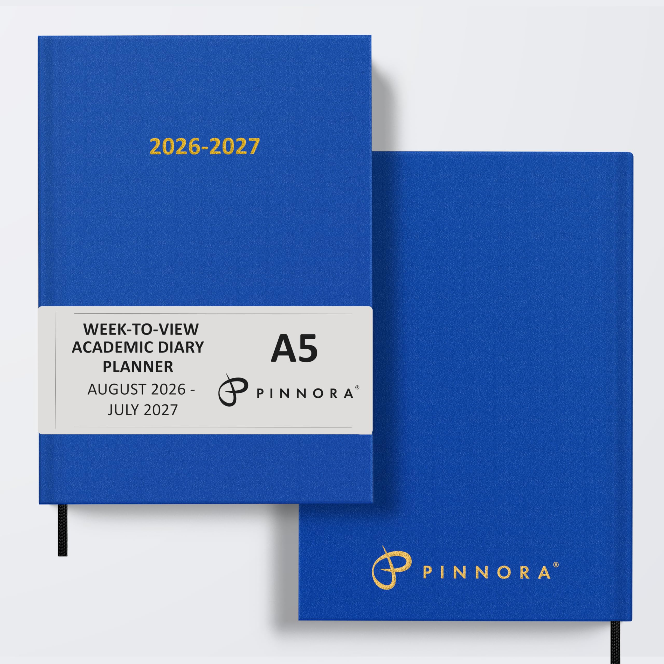 Pinnora A5 Royal Blue Academic Diary 2026-2027 Week to View, Hard Cover, August - July Dated Academic Planner, Ideal Student & Teacher Planner 2026-27, University, Revision, Study, To-Do Lists