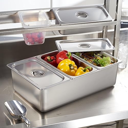 Miniatura 3 de CURTA Recipiente para servir condimentos refrigerados con hielo (3 bandejas), certificado NSF, 2 tipos de tapas, bandeja de drenaje, juego de