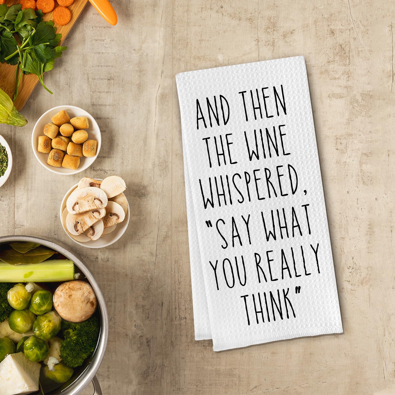 Wine Lovers Dish Towel - Funny Decorative Waffle Weave Kitchen Towels, Tea Hand Towel for Women, Housewarming Gift,16 X 24