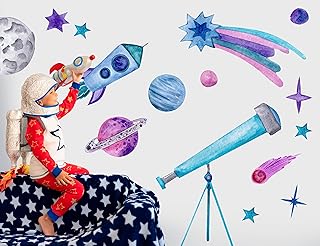 Space Stickers for Kids - Space Themed Bedroom Decor - Outer Space Wall Decal - Space Wall Stickers - Galaxy Wall Decal - Planets Wall Art - Space Nursery Decor - Space Room Decor - Space Wall Decor