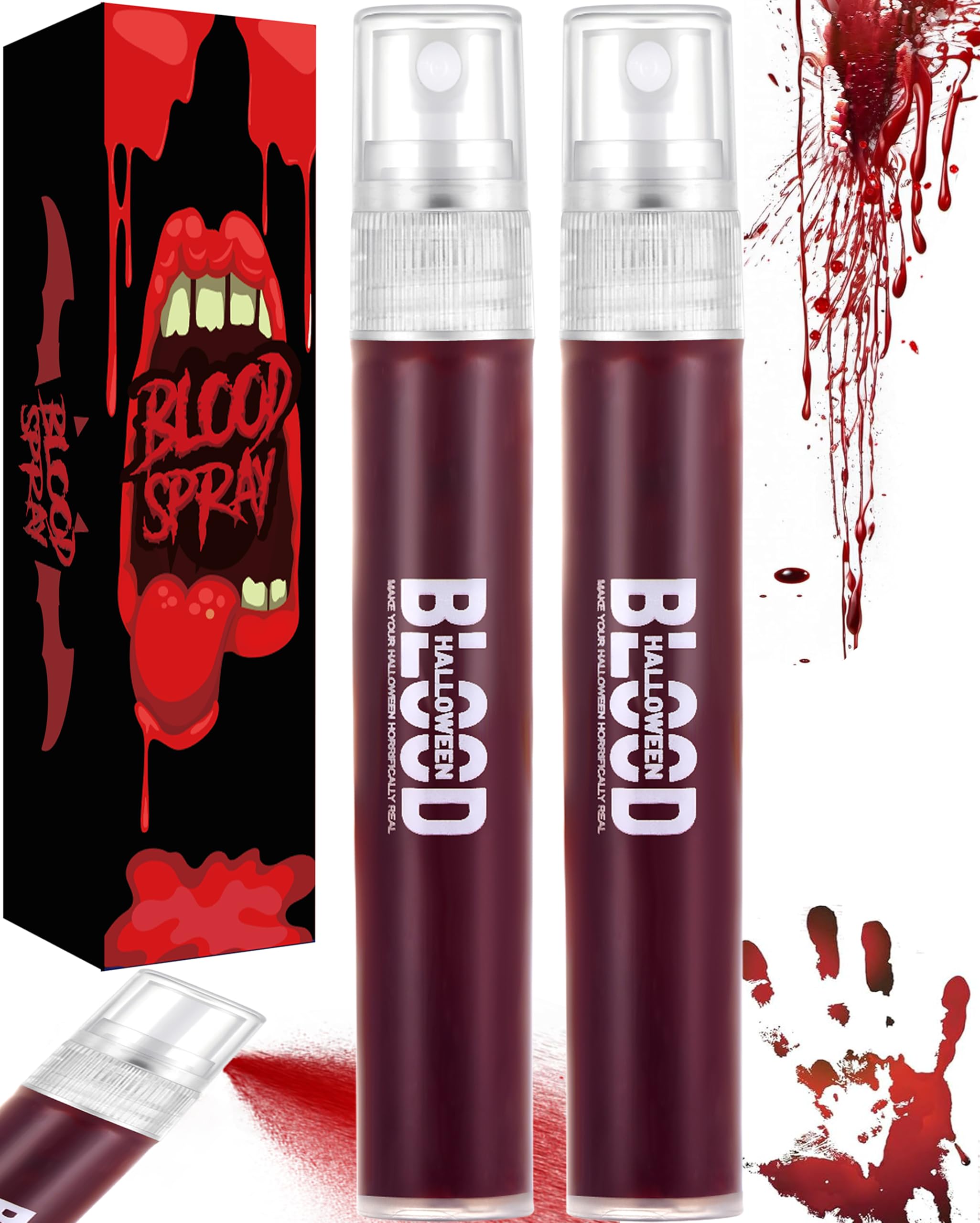 Kunstblut-Set Für Halloween – 3-in-1 Mit Spray, Tropfendem & Geronnenem Blut | Realistisches, Auswaschbares SFX-Make-up Für Cosplay, Vampire & Gruselpartys
