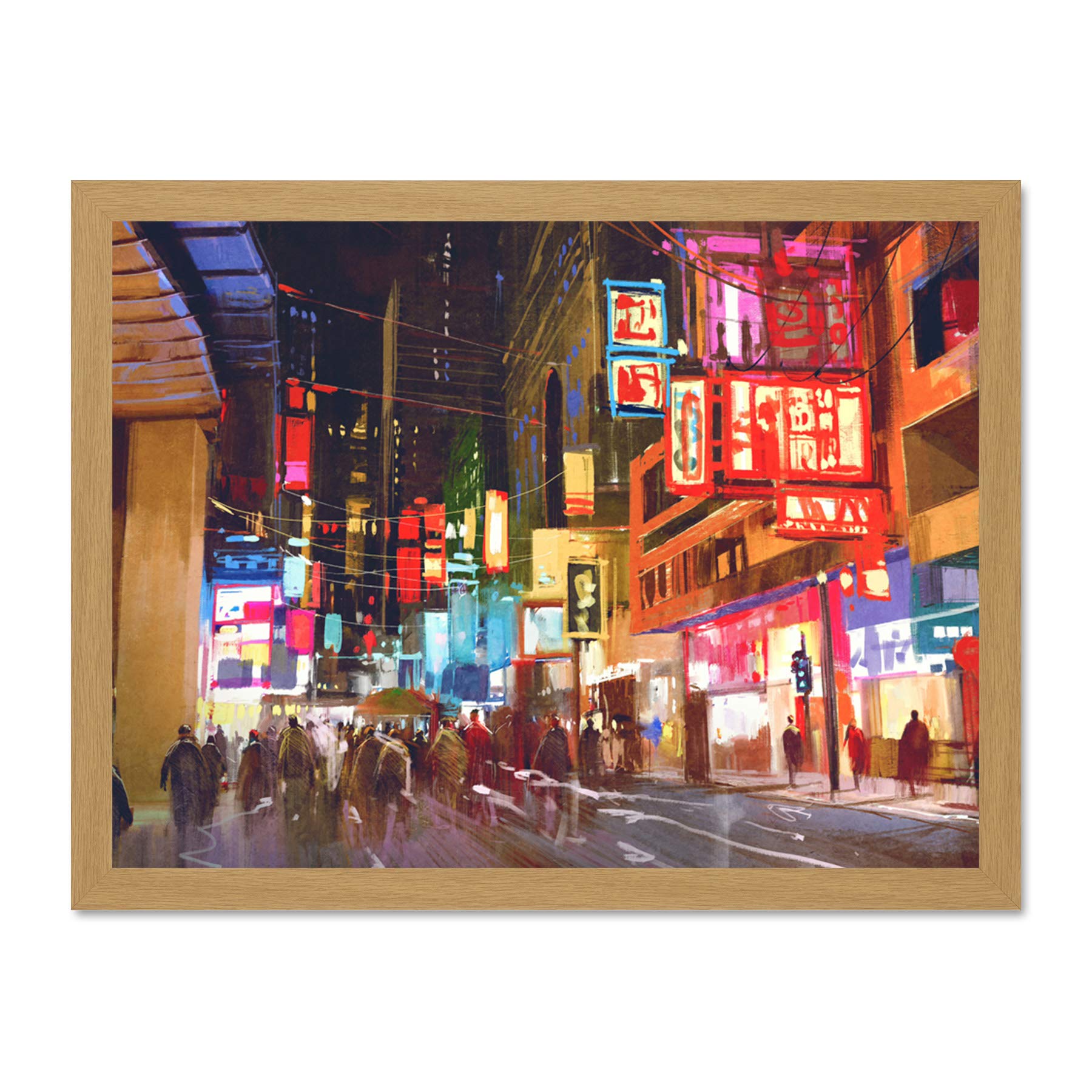 Wee Blue Coo City New York Chinatown Large Framed Art Print Wall Poster 18x24 inch
