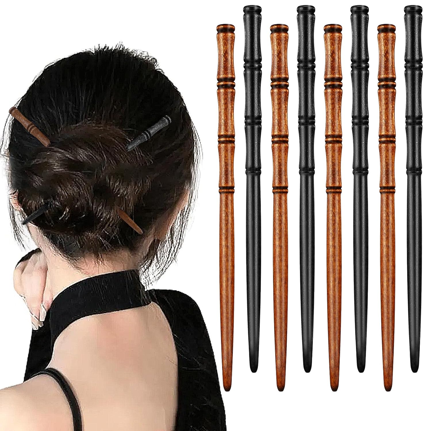Amazon 12pcs wooden hair sticks hair chopsticks for women bamboo shape hair pins for long