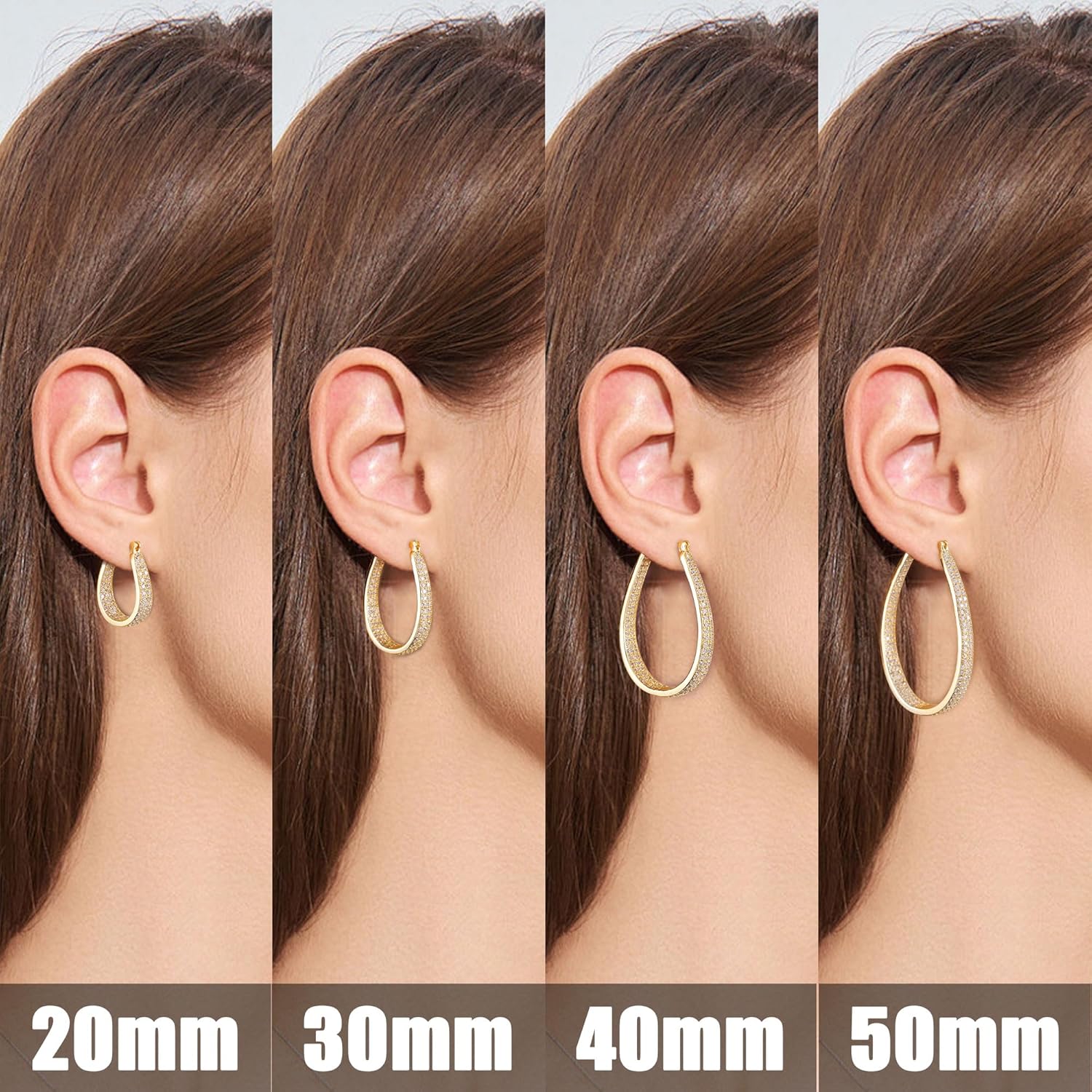 Gacimy 14K Gold Plated Oval Hoop Earrings for Women 14K Real Gold Plated, Chunky 14K Gold Plated Earrings Hoops for Women with Cubic Zirconia - Image 5