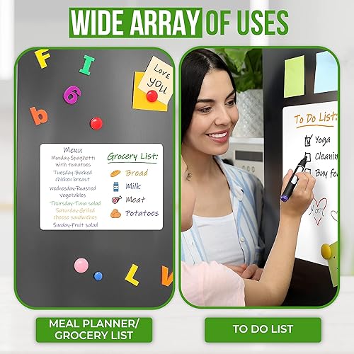 Miniatura 6 de Pizarra blanca magnética para refrigerador de 8.5 x 12 pulgadas, pizarra de borrado en seco A4 para refrigerador, pizarra blanca para refrigerador,