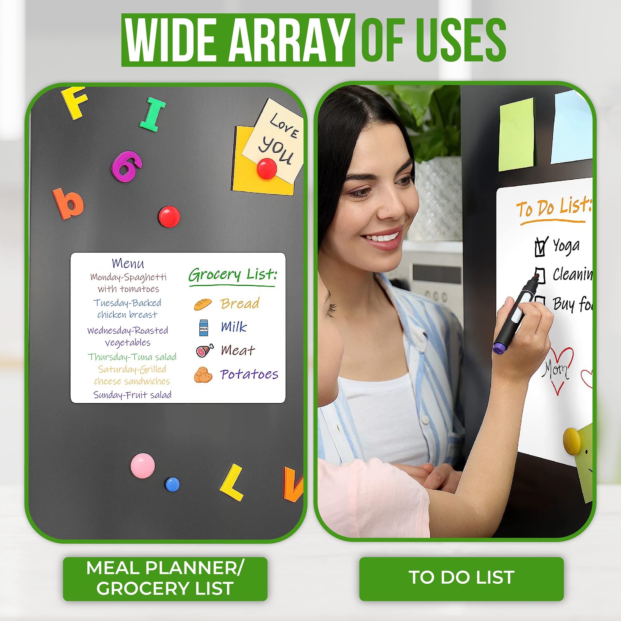 Magnetic Whiteboard Set For Fridge - 3 Piece Dry Erase Boards With Markers