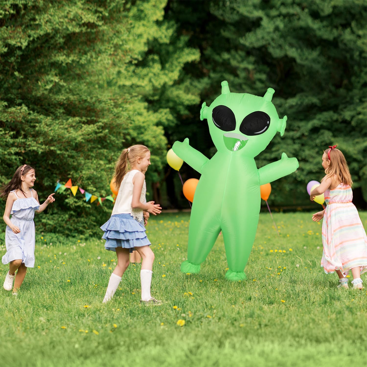 M MH ZONE Inflatable Alien Costume for Adults&Kids - Funny Halloween Blow Up Suit for Men & Women Party Cosplay - Image 4