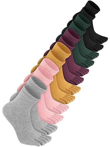 Bencailor Women Toe Socks Cotton Breathable Compression Crew Five Toe