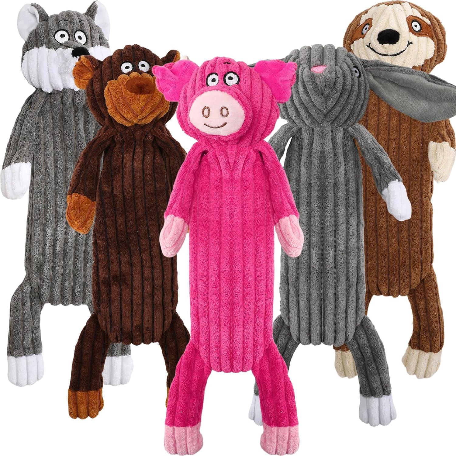 No Stuffing squeaky Dog Toys for large dogs,5pack plush Crinkle chew Dog Toys to Keep Them Busy,Durable Cute Animals Puppy Teething toys for Small Medium Large Breed, dog Gifts & Tug of War Toys