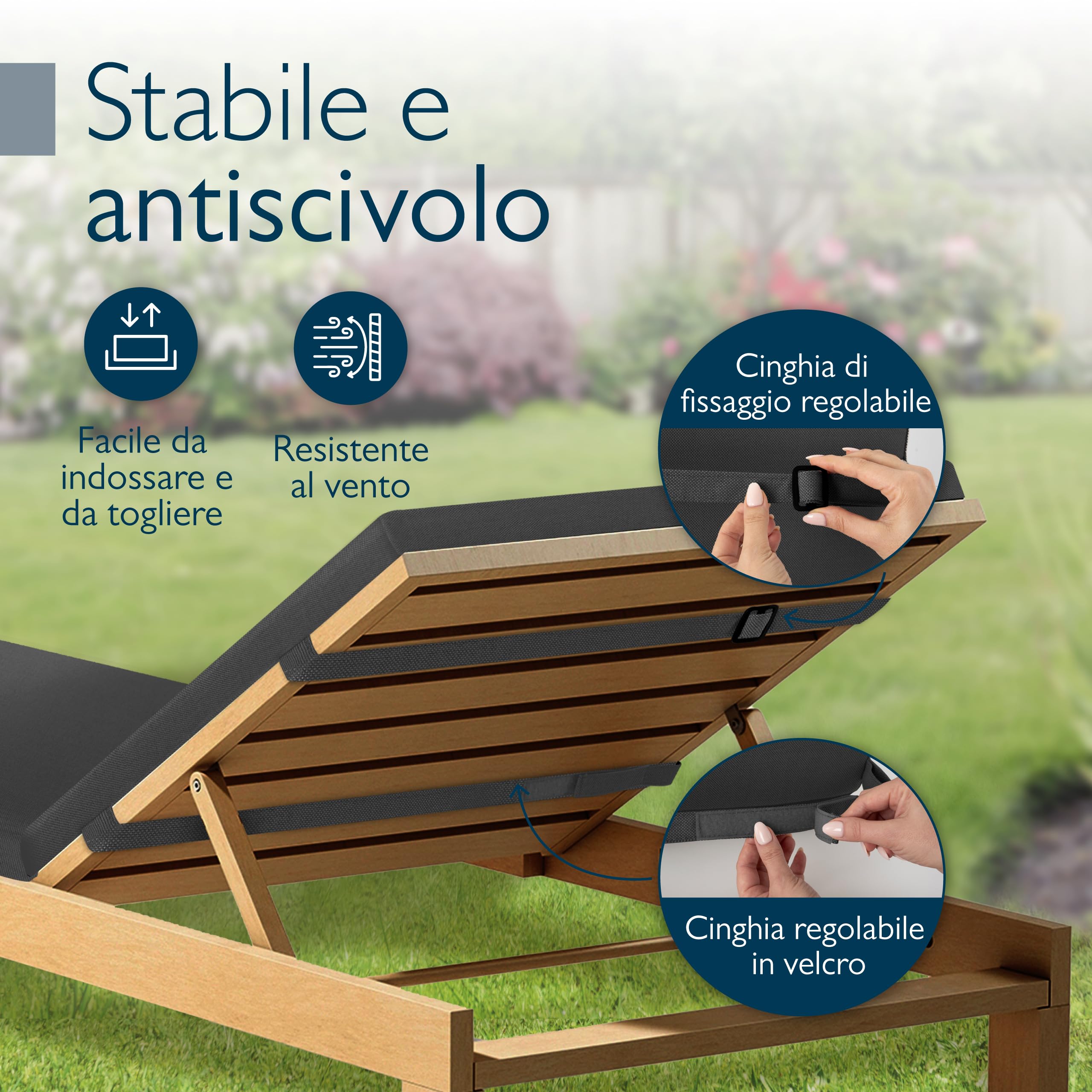 Beautissu Cuscini per sedie a sdraio da giardino Impermeabili Cuscino per sdraio 190x60 cm Cuscino resistente alle intemperie ad asciugatura rapida Lavabile - Cuscini per sdraio giardino Anthracite