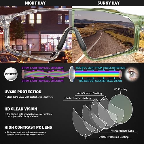 Miniatura 3 de KAPVOE Photochromic Cycling Glasses for Men Women Sports Sunglasses Frame Discoloration HD Bike Glasses K76