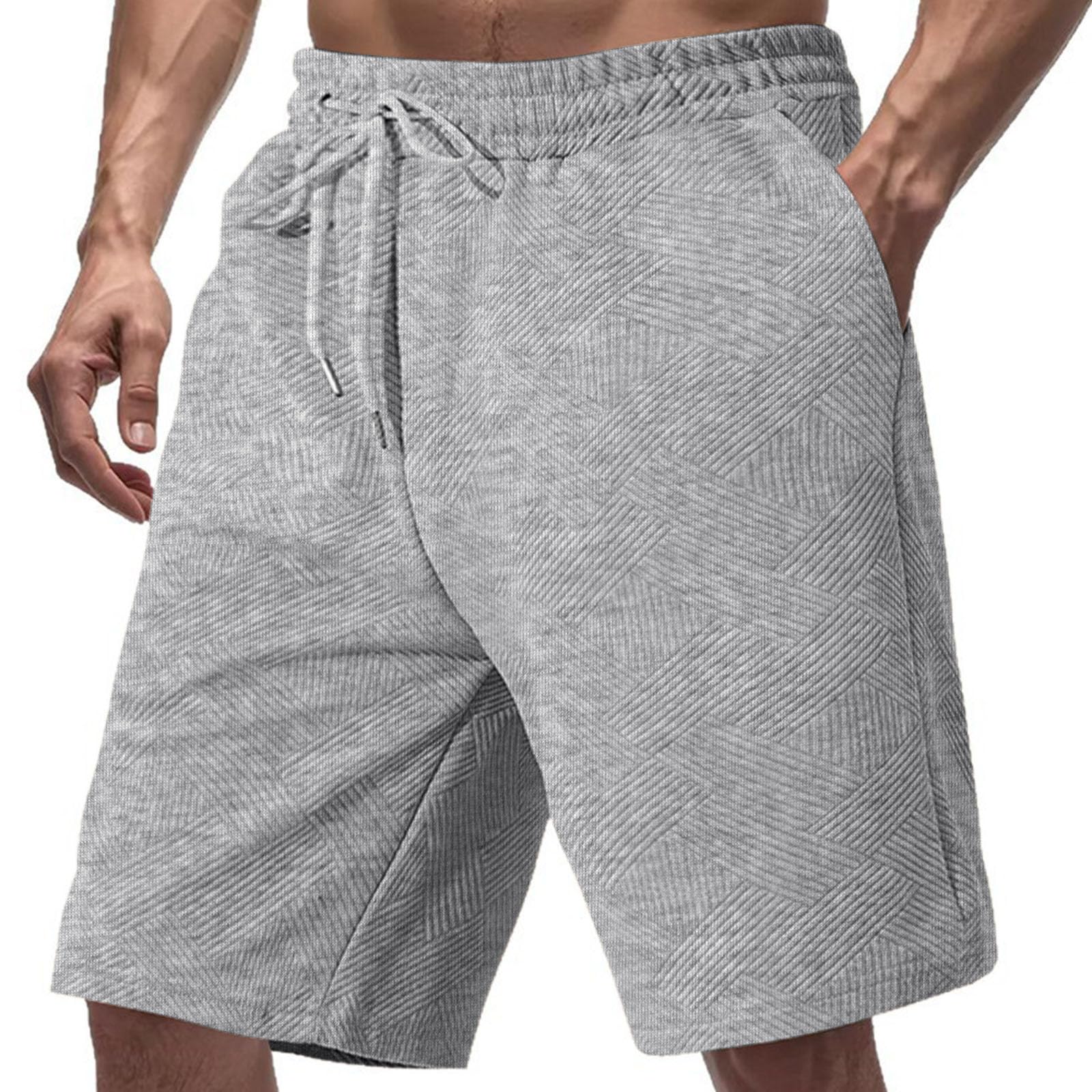 Bermuda homme tissu texturé short décontracté large avec cordon ajustement - 7