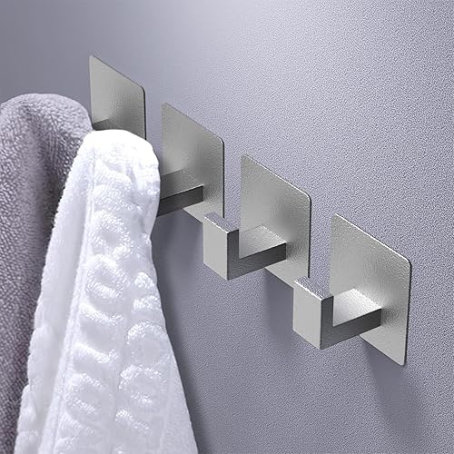 Miniatura 2 de VAEHOLD Ganchos adhesivos para toallas, ganchos de pared resistentes de aluminio negros para colgar abrigos, sombreros, toallas, batas, ropa, gancho