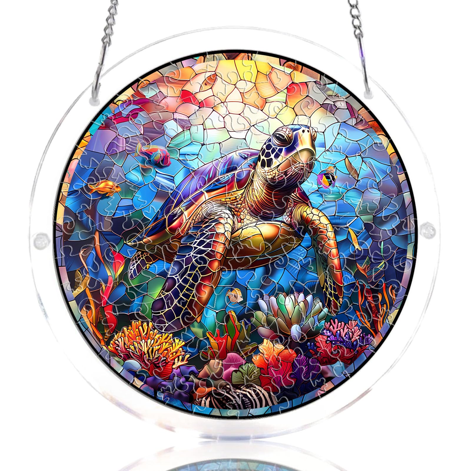 WOODBESTS Acrylic Suncatcher Puzzles, Suncatcher for Doors Garden Window Hanging, Flowers and Hummingbird Puzzle, Birthday for Lover (M - 8.2 * 8.2in) — image 1