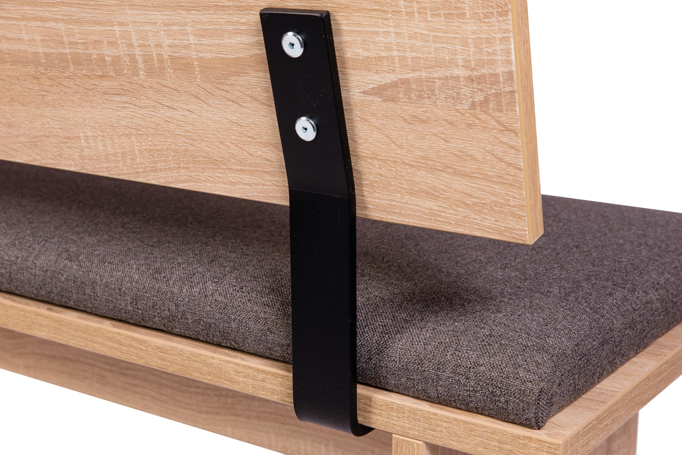 Sitzbank, Eckbank oder Küchenbank mit Lehne 125x85x48 cm, mit Polsterung für hohen Sitzkomfort, ideal als Bank im Esszimmer, einfacher Aufbau, 'Die Stilvolle', Eiche Premiumdekor