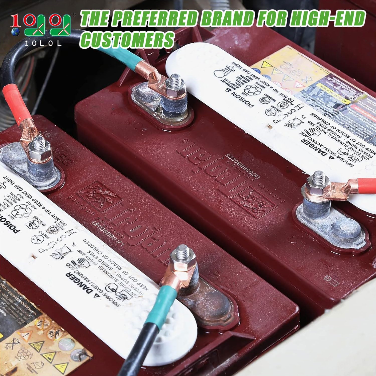 10L0L Golf Cart Battery Cables 4 Gauge for 36v & 48v EZGO TXT 1994-UP, AC/DC Wire Welding Battery Pure Copper Flexible Cable with Heavy Duty Terminal Connector
