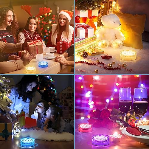 Miniatura 6 de Luces LED sumergibles con control remoto, funciona con pilas, impermeables, para decoración de piscina, bañera de hidromasaje y jarrón (paquete de 4)