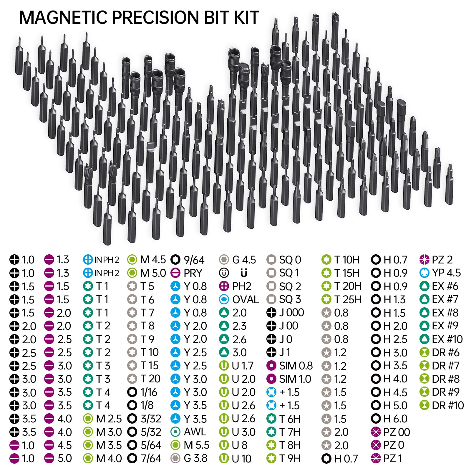 JAKEMY - Mini set di cacciaviti di precisione, 180 in 1, kit di riparazione per computer portatile, punte magnetiche multi-bit per fai da te, computer, PS5, Xbox, RC auto, gioielli, occhiali, orologi,