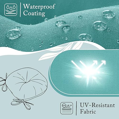 Miniatura 4 de LOVTEX Bistro - Juego de 2 cojines redondos para sillas de exterior de 15 pulgadas, impermeables, redondos, con lazos, cojines para sillas de