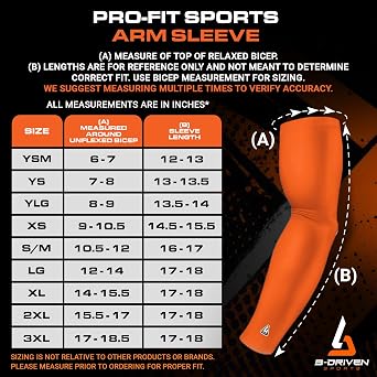 B-Driven Sports Pro Fit Compression Arm Sleeves for Men Women & Youth - Volleyball Golf Running Baseball Basketball - Pair
