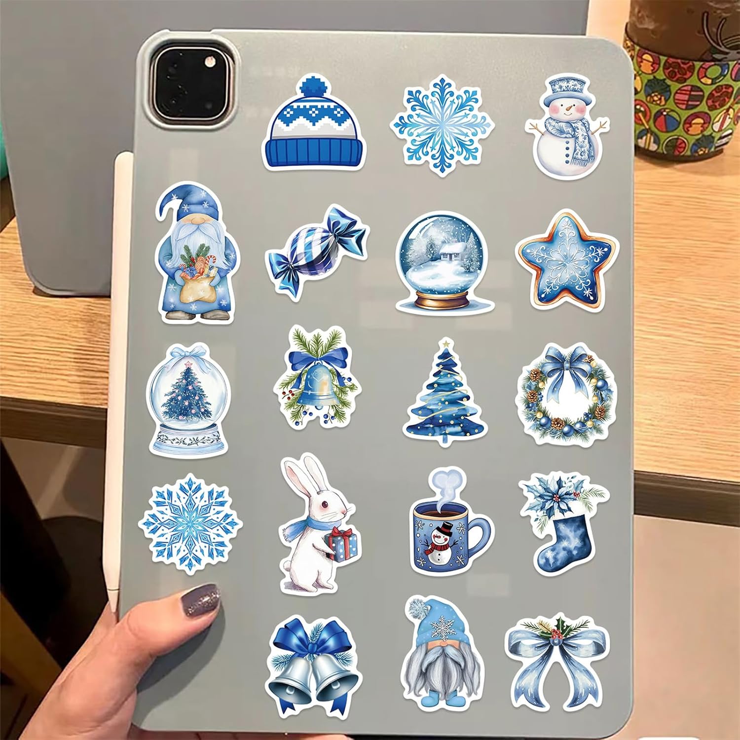 50PCS Blue Winter-Christmas Themed Stickers for Kids,Waterproof Vinyl Winter Stickers for Decorating Laptops, Water Bottles, Notebooks, Christmas Party Gifts for Kids Teens and Adults (Colourful-1) - Image 2