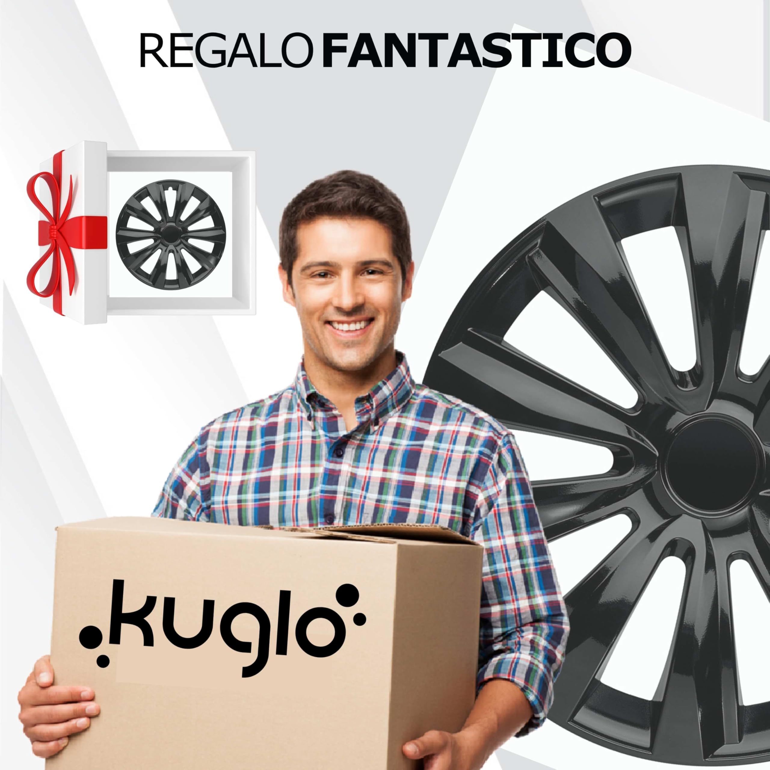 Copricerchi 15 Pollici Neri Set da 4 Deltanos per Cerchi in Acciaio