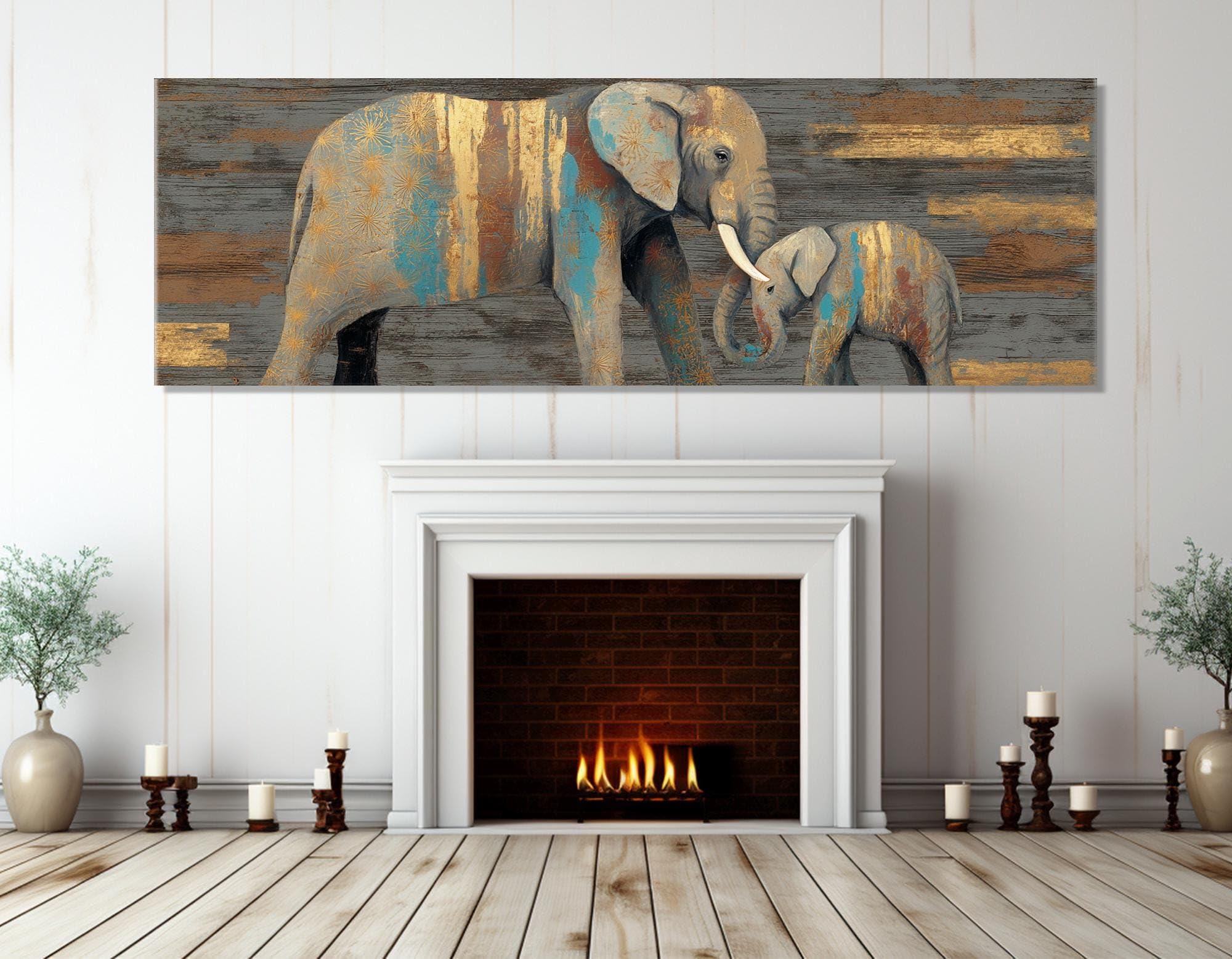 Tableau rustique sur toile symbole d'amour maternel unique - 8