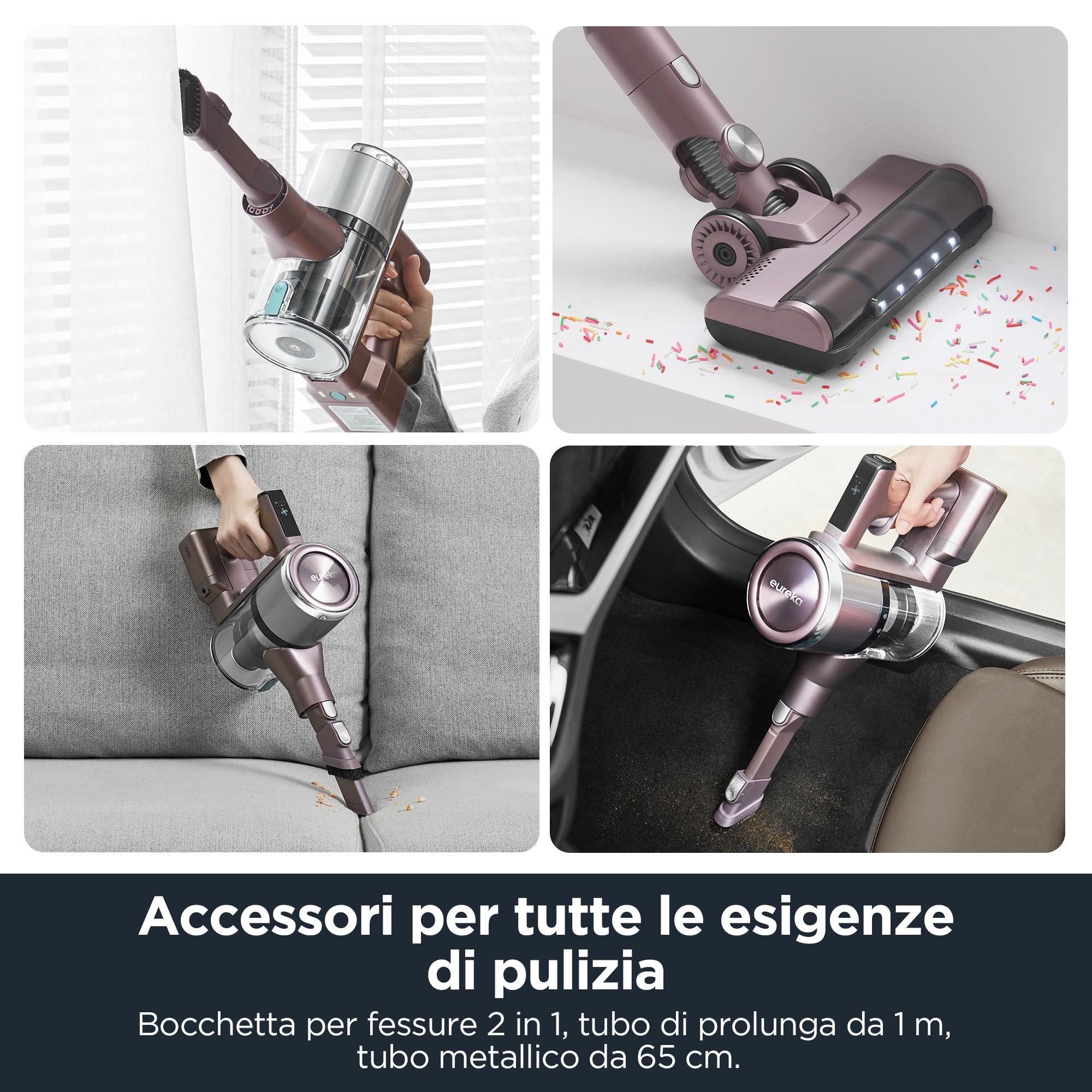 EUREKA AK10 Pet Aspirapolvere Senza Fili Potente, 29KPa 450W Scopa Elettrica Senza Filo, Ricaricabile con Batteria Duratura di 60 Minuti e Display LED, per Peli di Animali, Multisuperficie