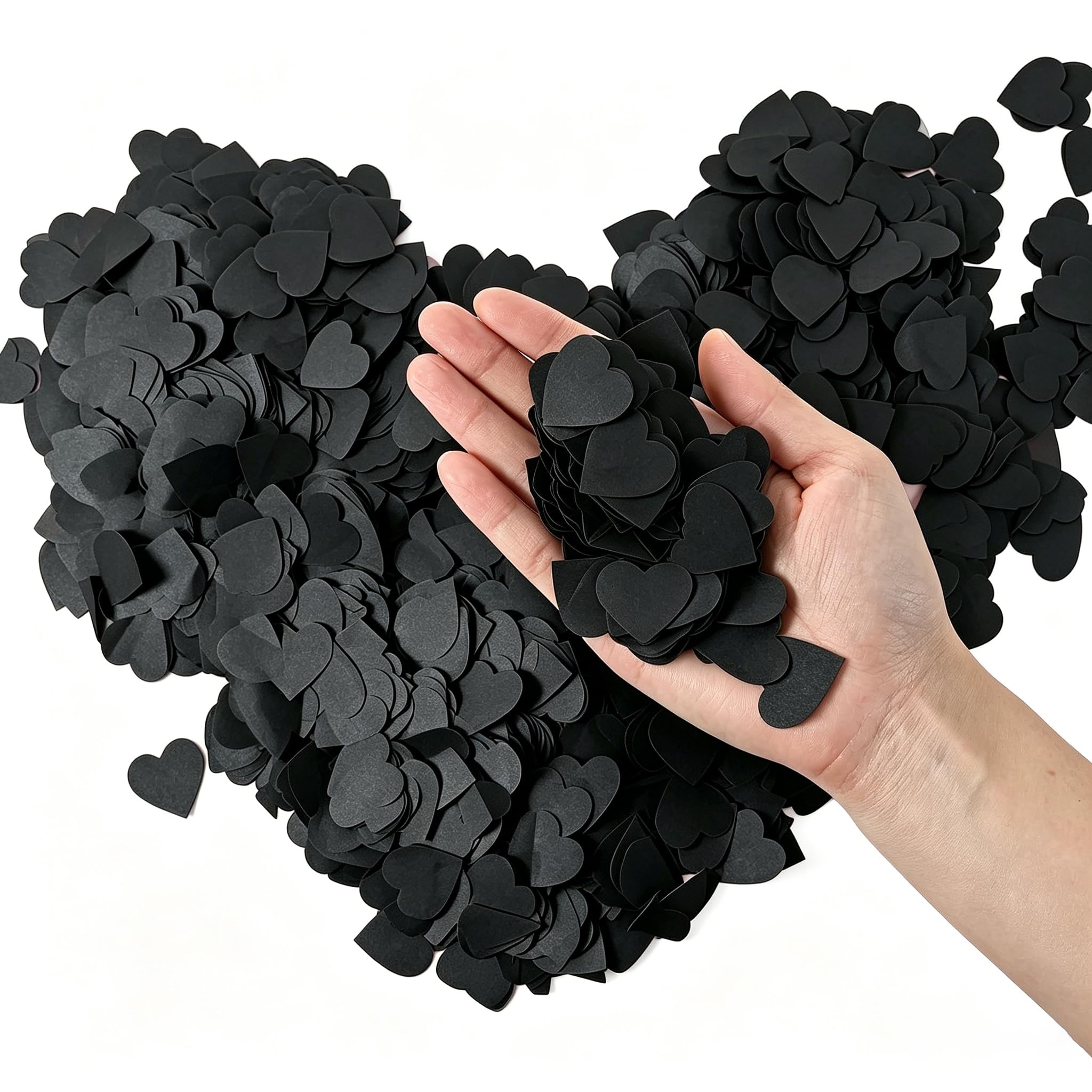 Biodegradable Black Heart Confetti 2.5cm, 10000Pcs Pure Black Paper Confetti for Halloween Gothic Wedding Birthday Party Table Decor