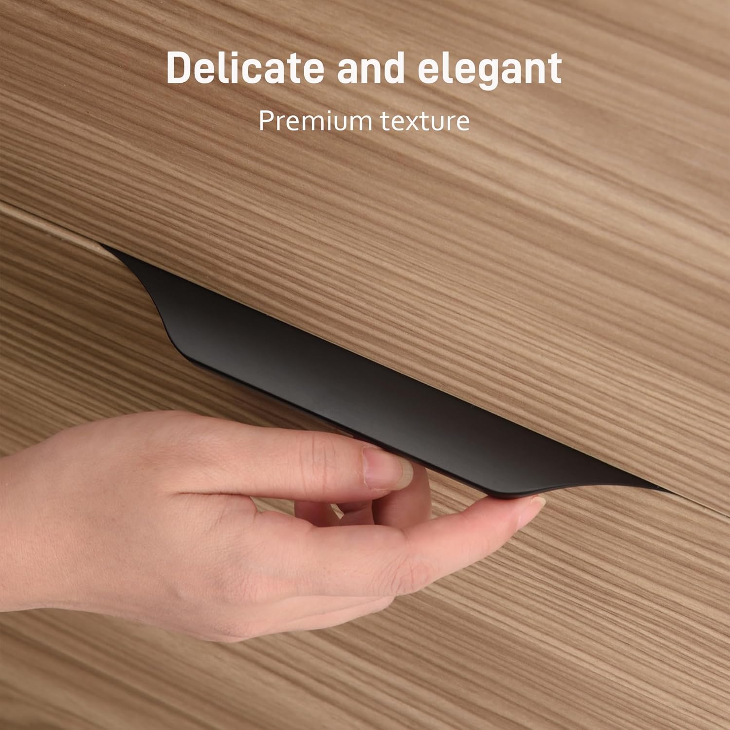 Satanga Edge Finger Pulls for Cabinet Kitchen Drawer knobs Low Profile Door Dresser Bathroom Long Cupboard Furniture Handles Aluminum 6 Pack Matte Black 7.87" Easy Installation