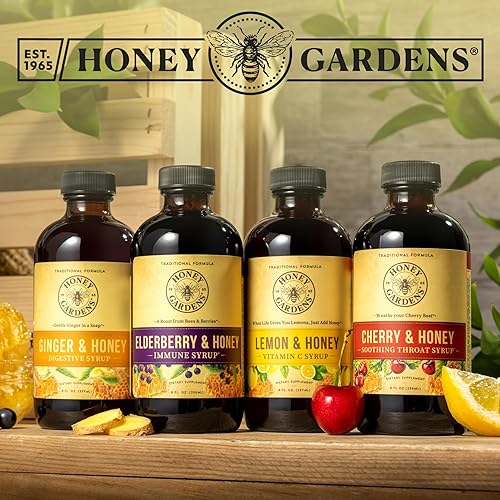 Miniatura 6 de Honey Gardens Jarabe de saúco con miel cruda de apiterapia, propóleo y bayas de saúco, fórmula inmune tradicional con equinácea, 8 onzas líquidas