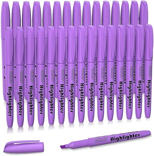 Highlighters, Shuttle Art 30 Pack Purple Highlighters Bright Colors