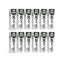 BlanX, Dentifricio Black, Dentifricio Sbiancante e Antimacchia, Con Carboni Attivi e Licheni Islandici 100% Naturali, Rimuove Macchie da Caffè Fumo e Tè, Vegan Friendly, 12x75ml
