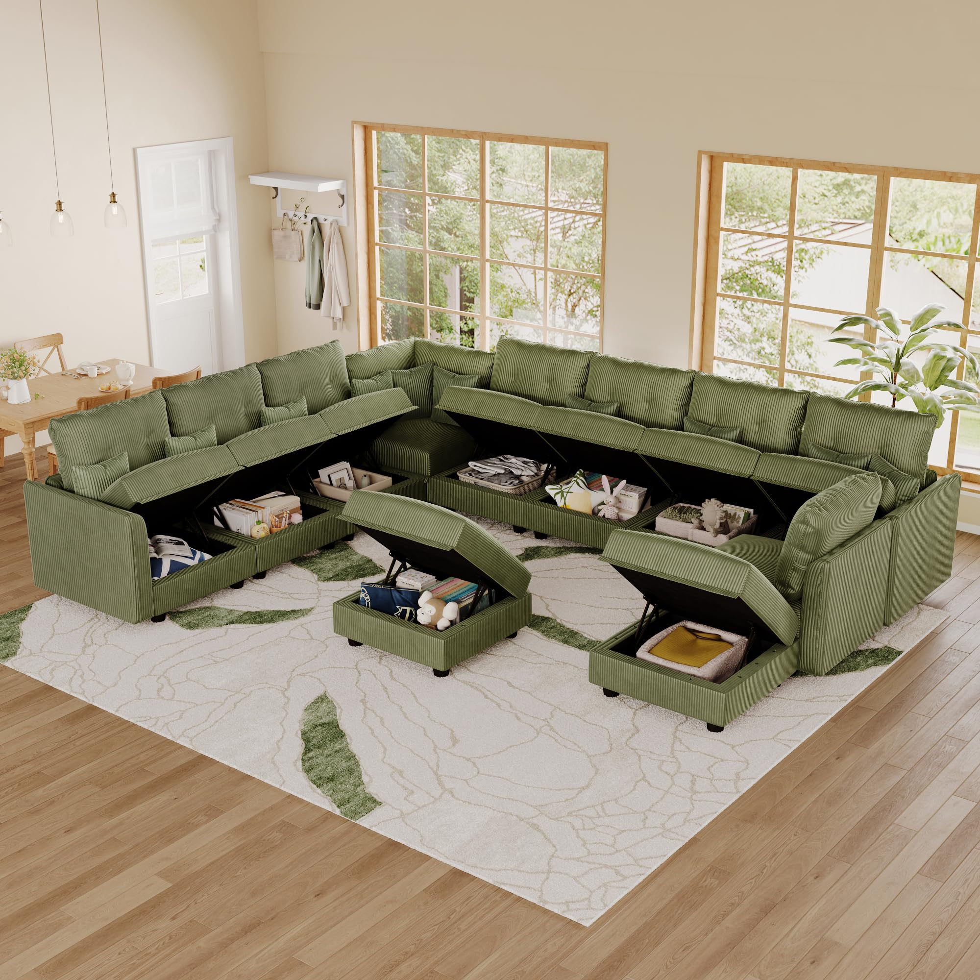 Best Pit Sofa Picks for 2026: A Research Roundup 2 LLappuil 11-Seat Modular Sectional Sofa with Storage, Oversized V-Shaped Corduroy Couch with 10 Throw Pillows, Pet-Frien — product photo