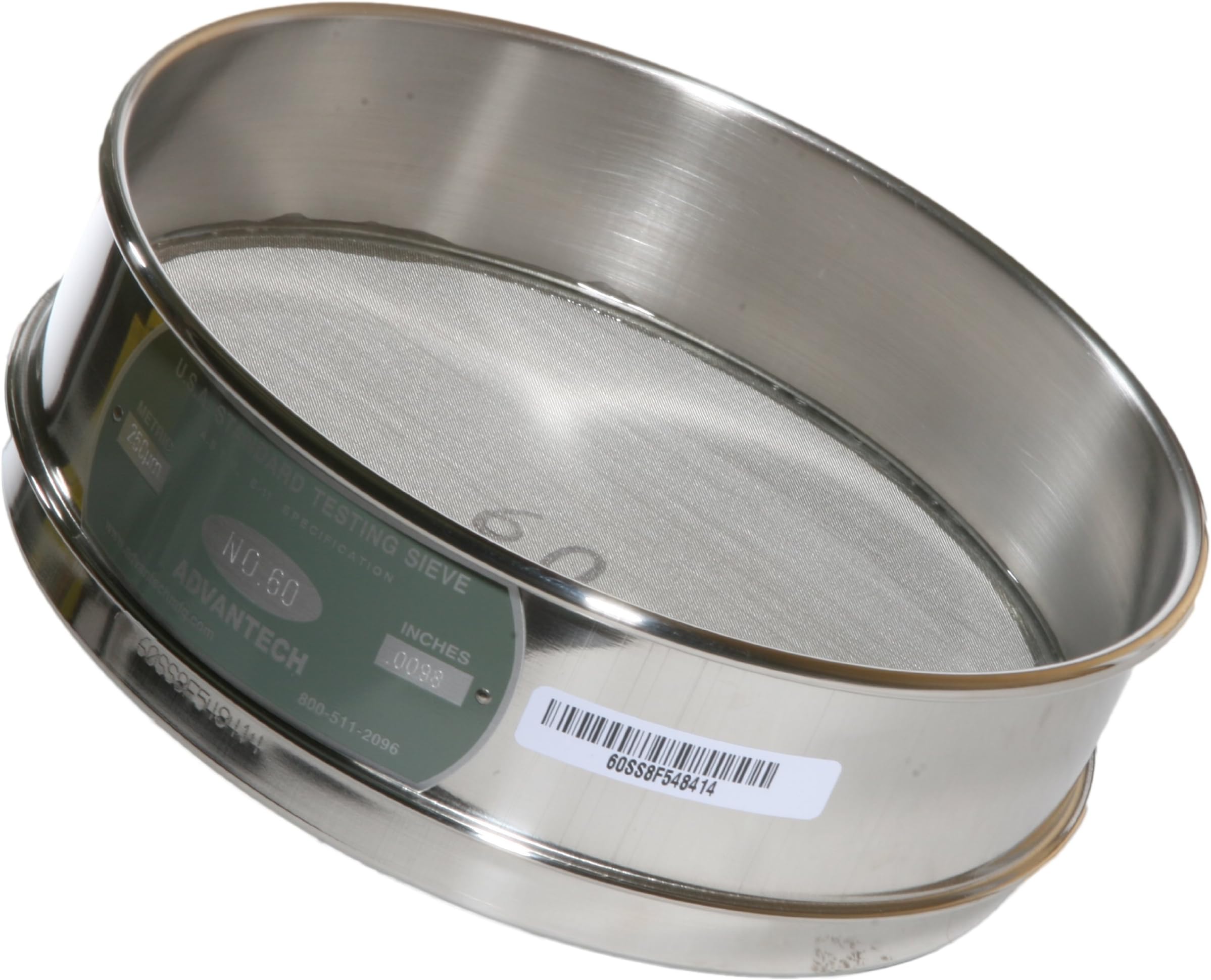 ADVANTECH - 60SS8F Advantech Stainless Steel Test Sieves, 8" Diameter, #60 Mesh, Full Height