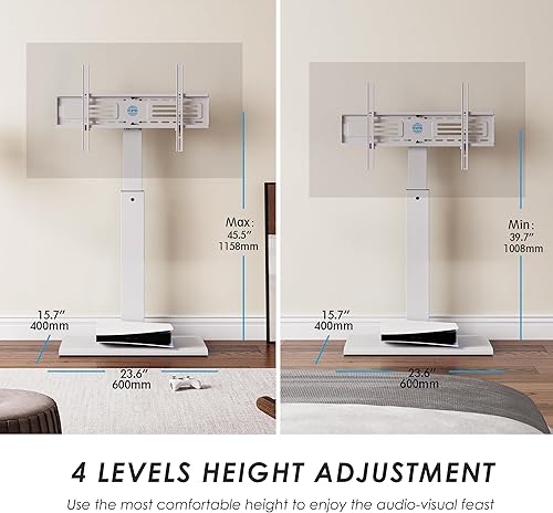 Miniatura 21 de FITUEYES - Soporte giratorio de suelo para TV, base de hierro, con ménsulas de montaje, para ahorro de espacio; para televisores LCD, LED, OLED,