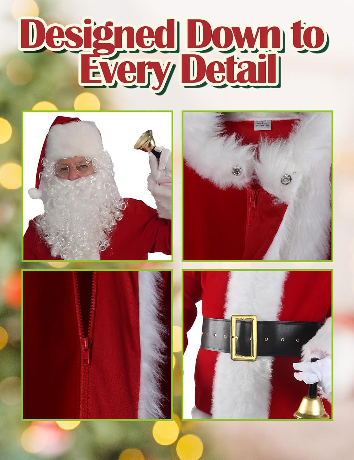Men's Deluxe Santa Suit 11pc. Christmas Ultra Velvet Adult Santa Claus Costume - Image 4